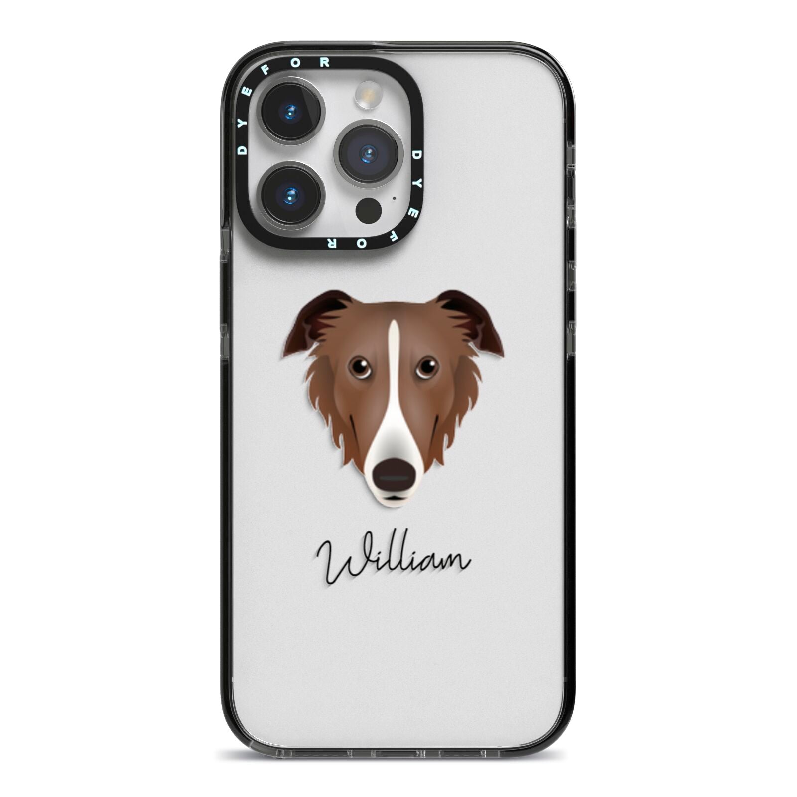 Borzoi Personalised iPhone 14 Pro Max Black Impact Case on Silver phone