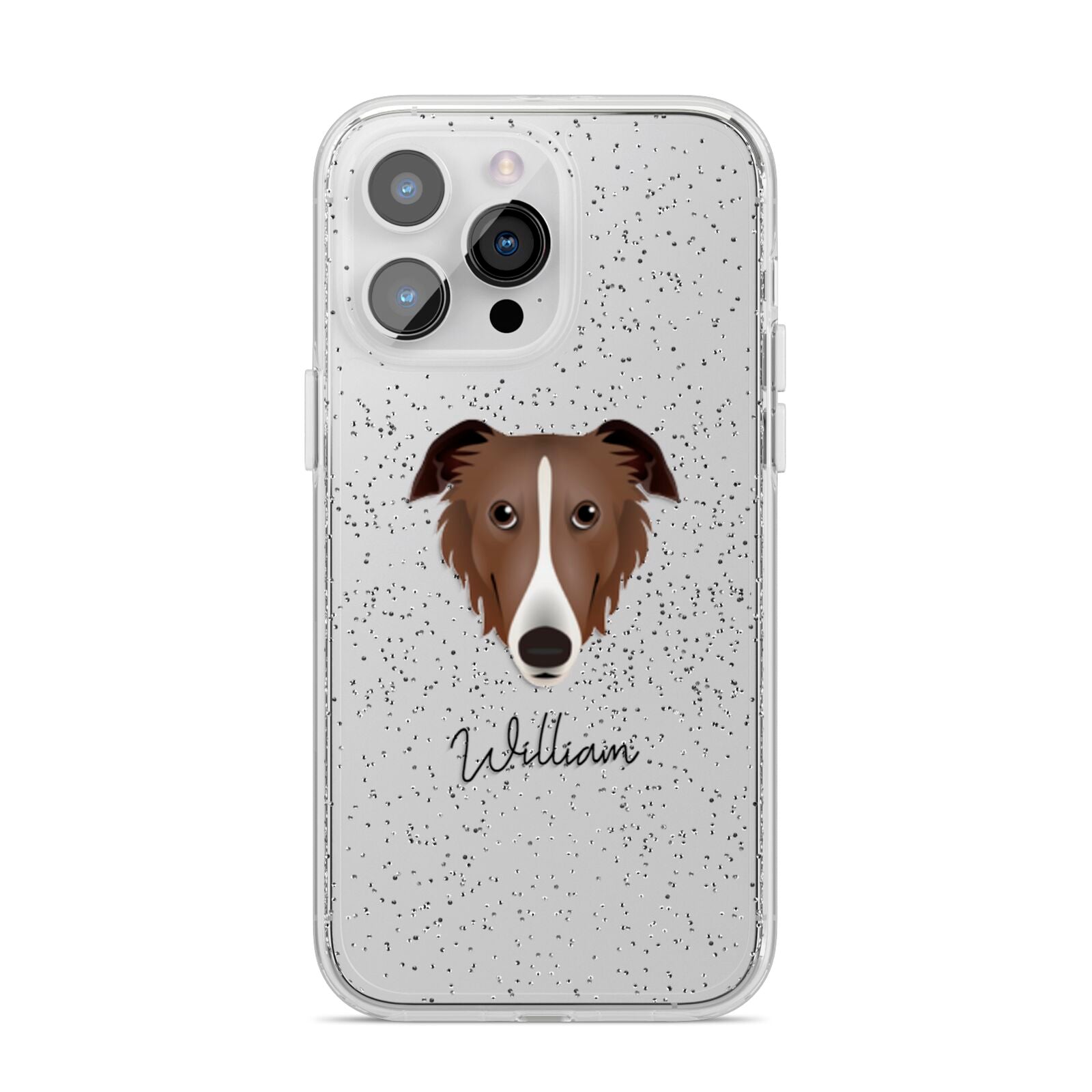 Borzoi Personalised iPhone 14 Pro Max Glitter Tough Case Silver