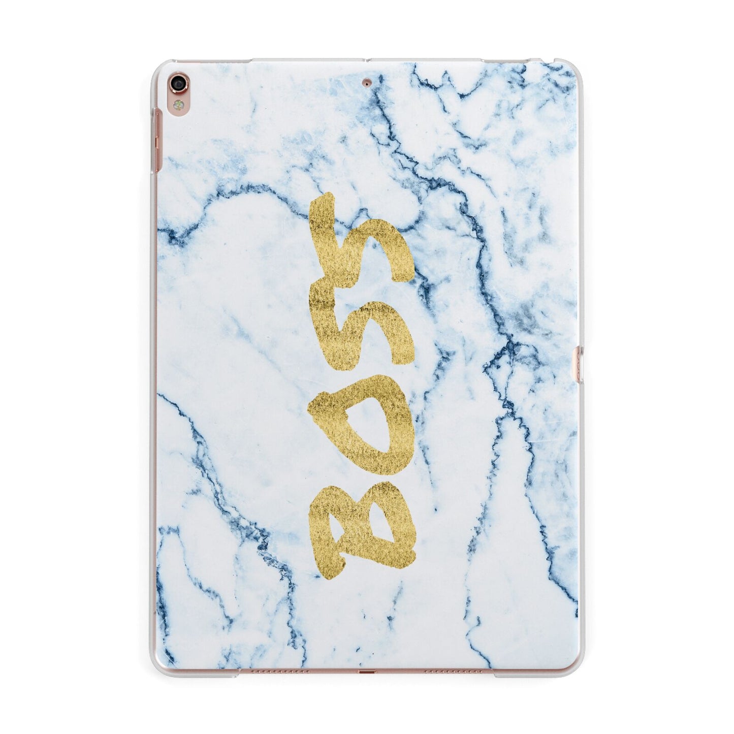 Boss Gold Blue Marble Effect Apple iPad Rose Gold Case