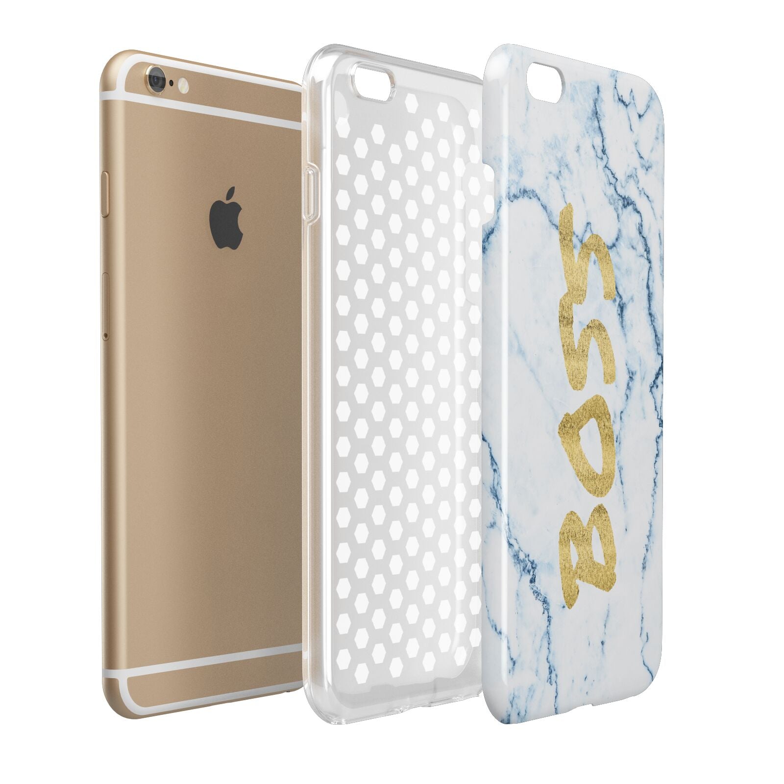 Boss Gold Blue Marble Effect Apple iPhone 6 Plus 3D Tough Case Expand Detail Image