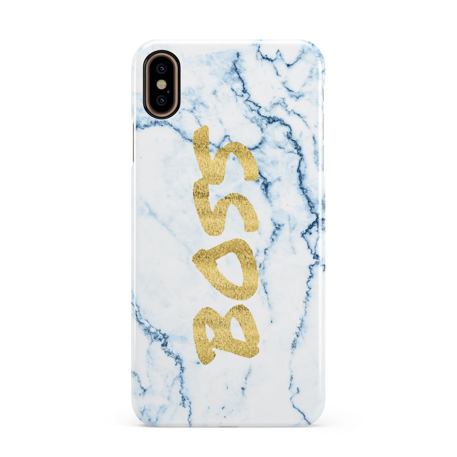 Boss Gold Blue Marble Effect Apple iPhone Xs Max 3D Snap Case