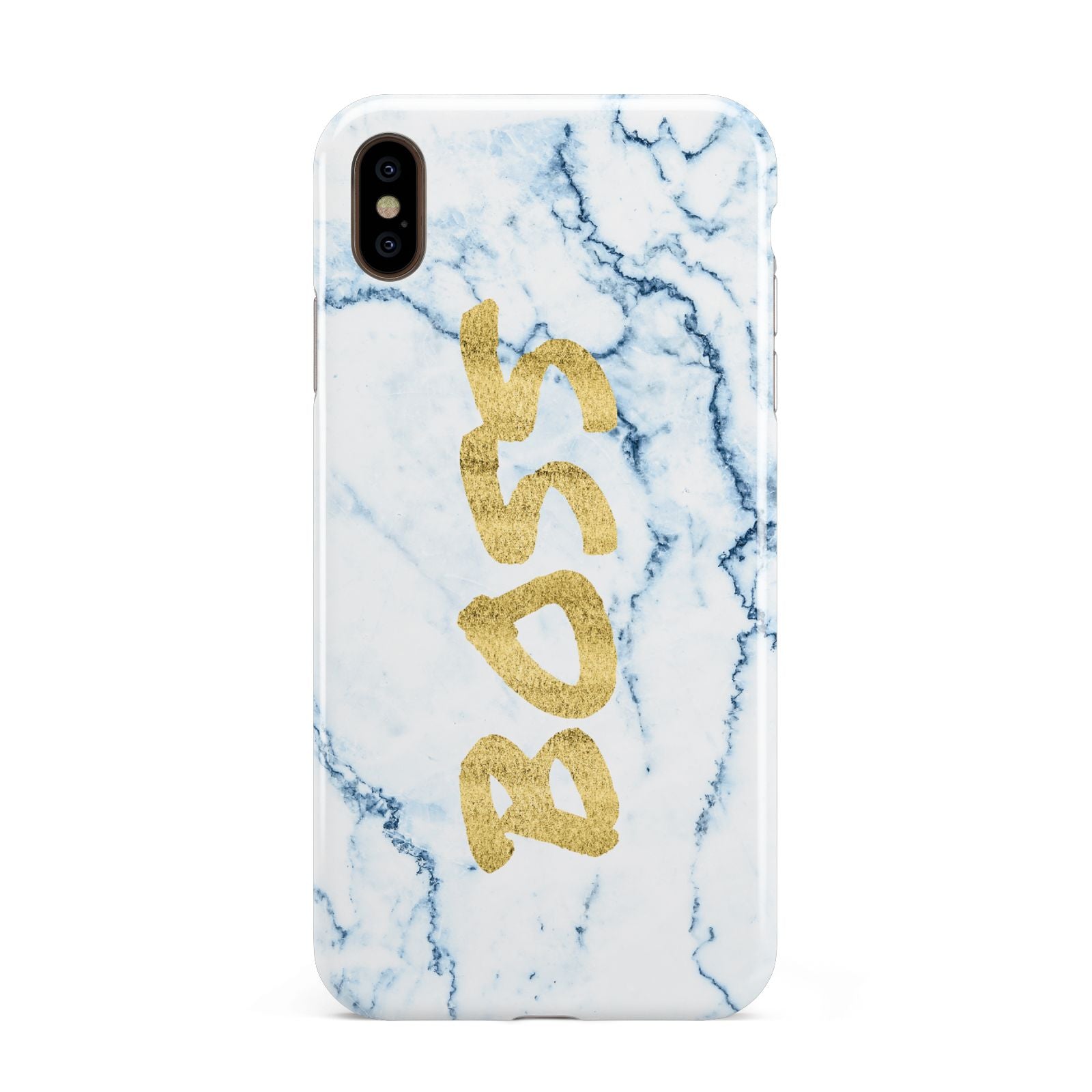 Boss Gold Blue Marble Effect Apple iPhone Xs Max 3D Tough Case