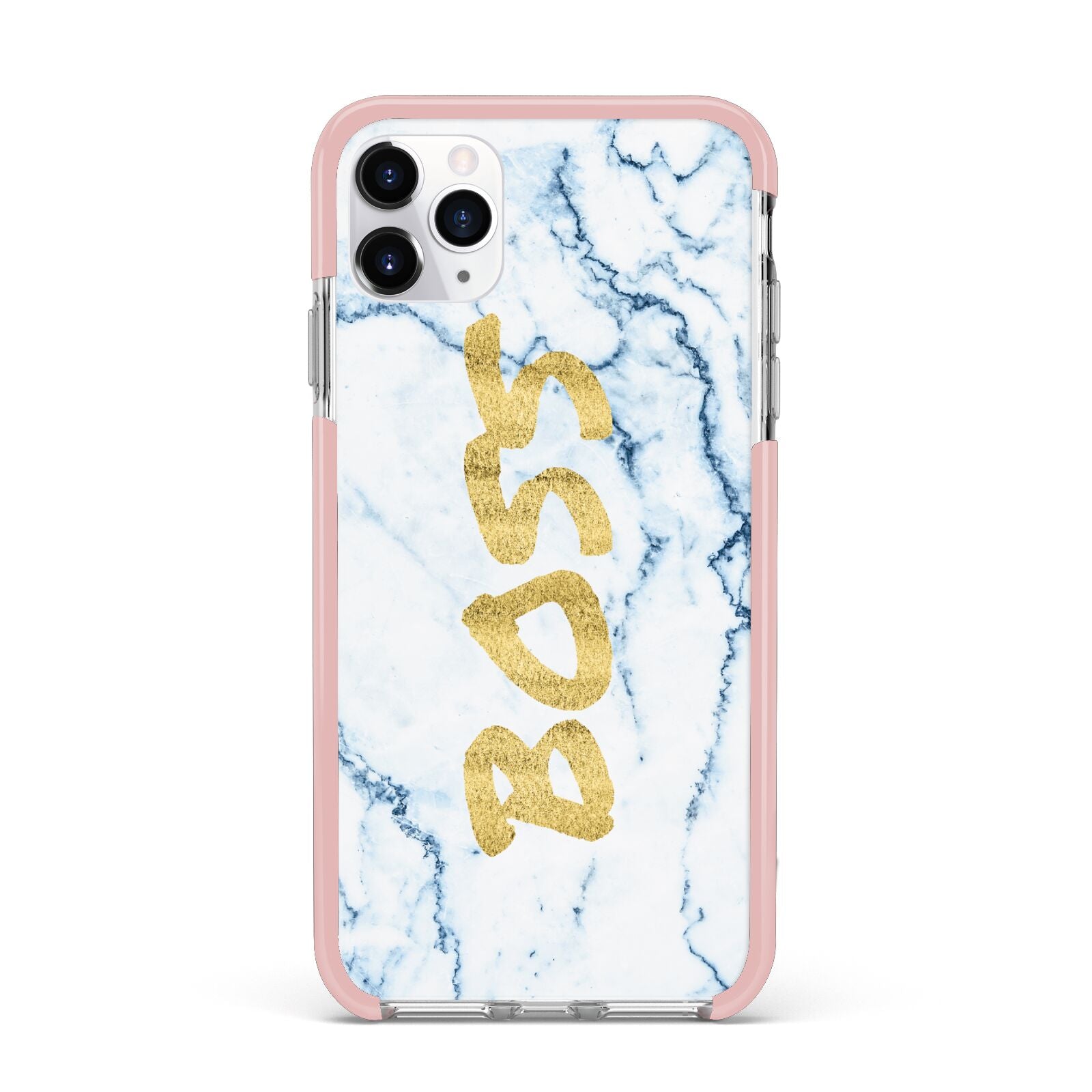 Boss Gold Blue Marble Effect iPhone 11 Pro Max Impact Pink Edge Case