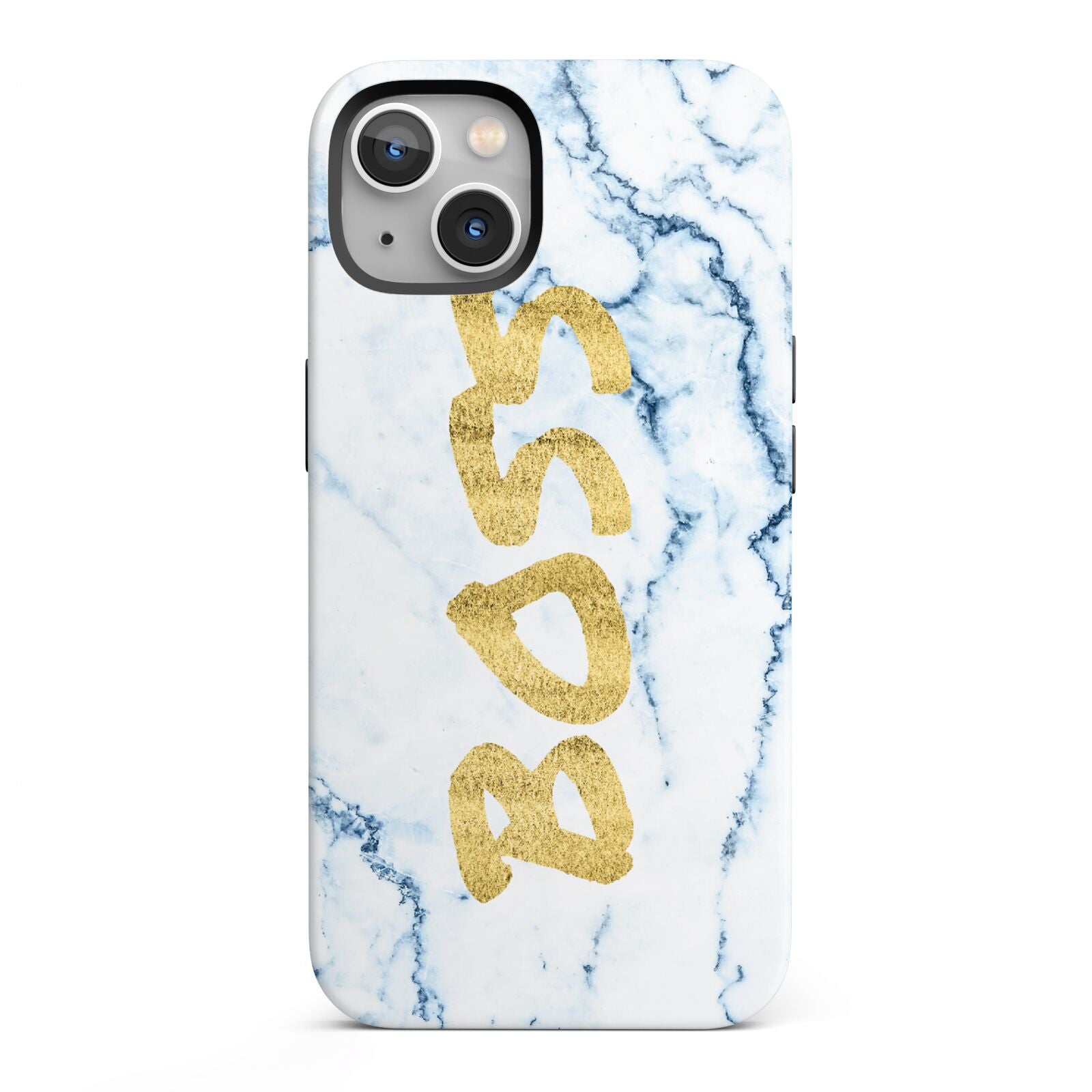 Boss Gold Blue Marble Effect iPhone 13 Full Wrap 3D Tough Case