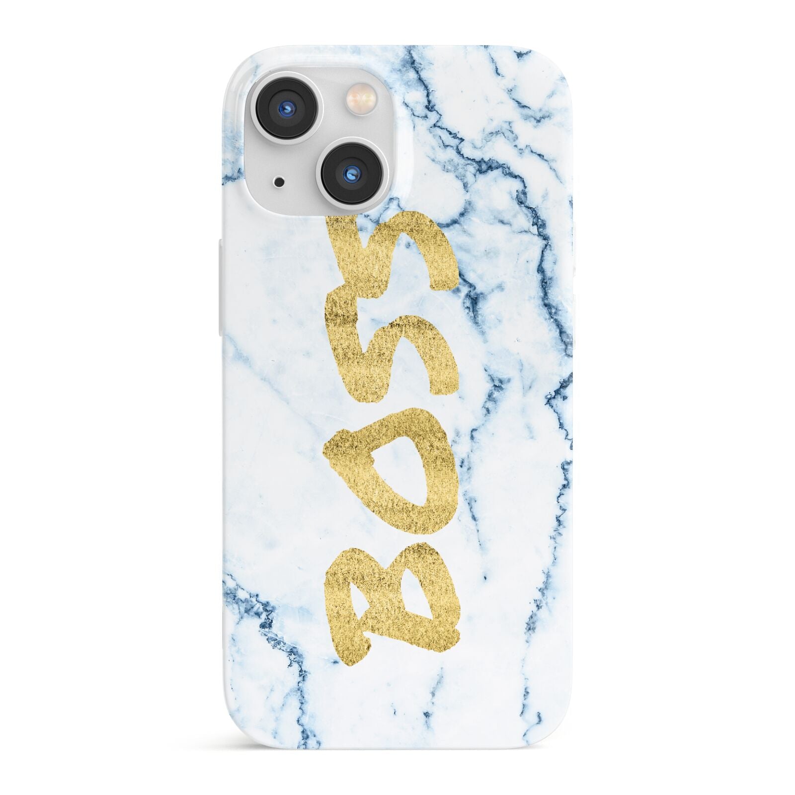 Boss Gold Blue Marble Effect iPhone 13 Mini Full Wrap 3D Snap Case