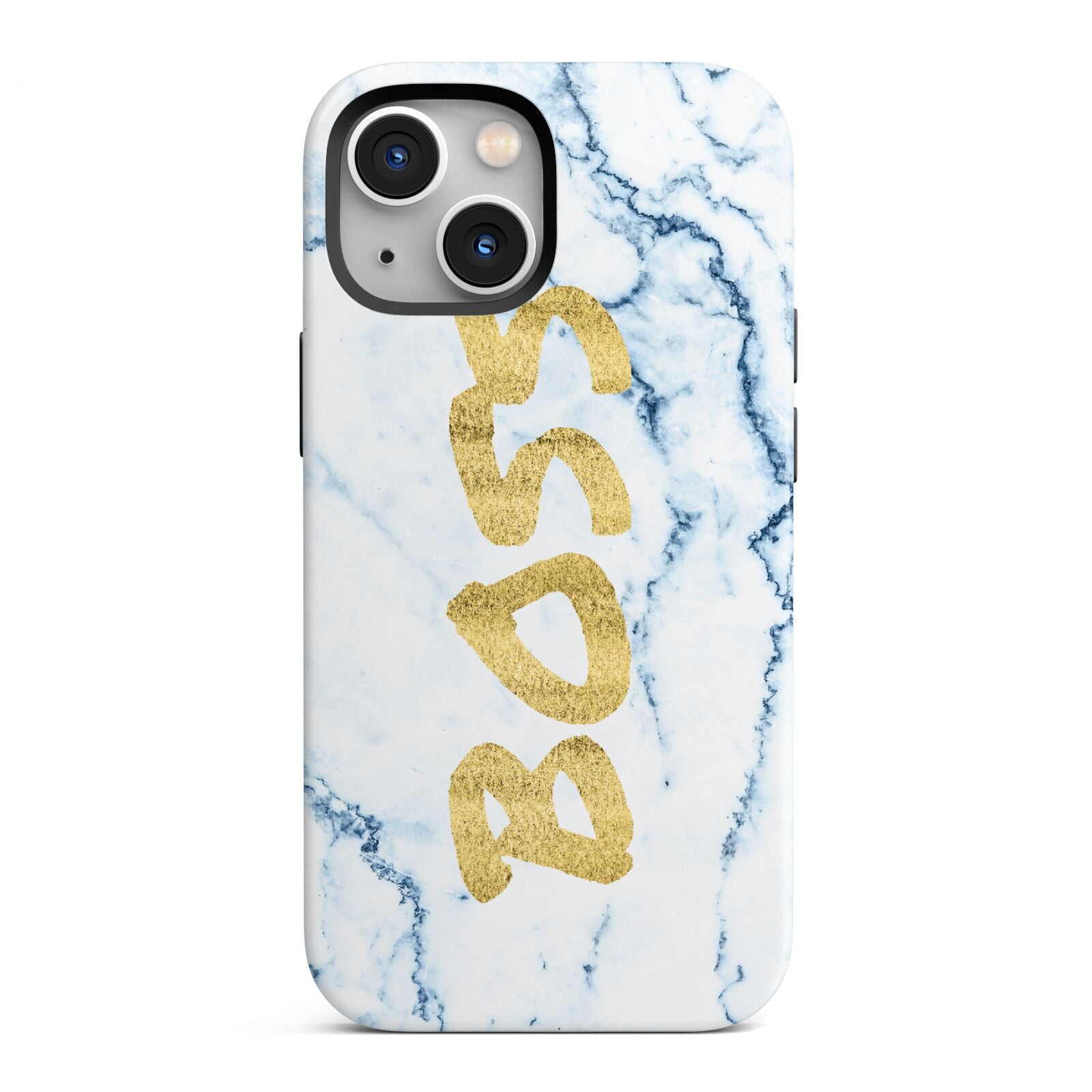 Boss Gold Blue Marble Effect iPhone 13 Mini Full Wrap 3D Tough Case