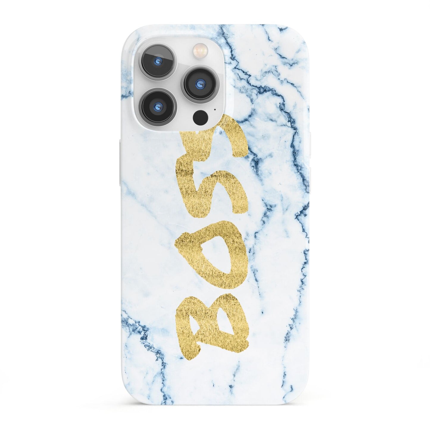 Boss Gold Blue Marble Effect iPhone 13 Pro Full Wrap 3D Snap Case