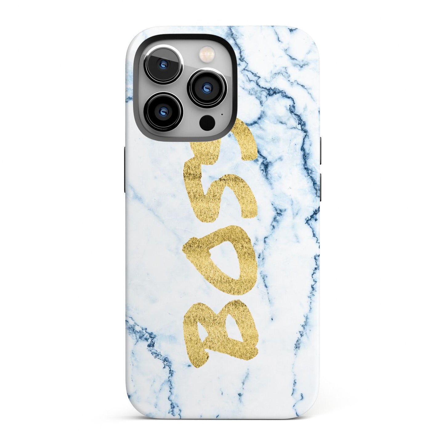 Boss Gold Blue Marble Effect iPhone 13 Pro Full Wrap 3D Tough Case