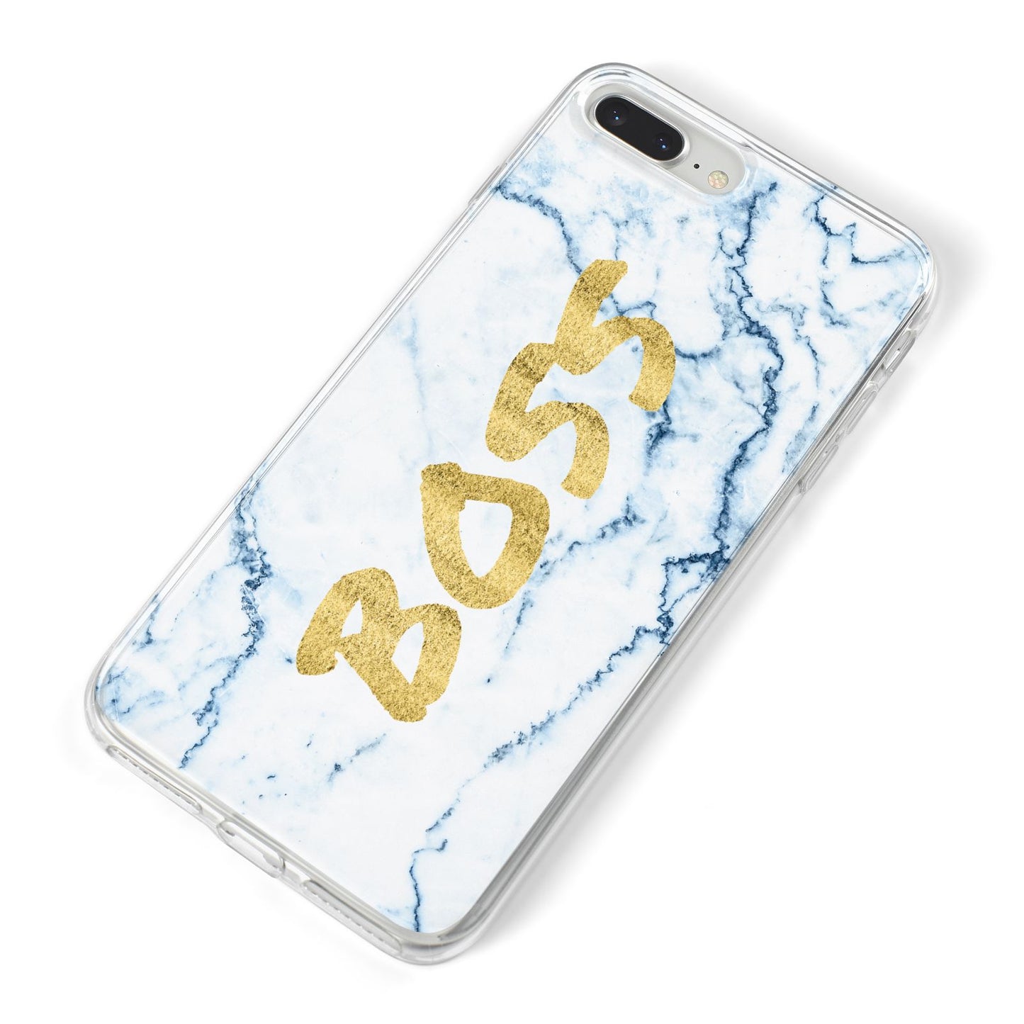 Boss Gold Blue Marble Effect iPhone 8 Plus Bumper Case on Silver iPhone Alternative Image