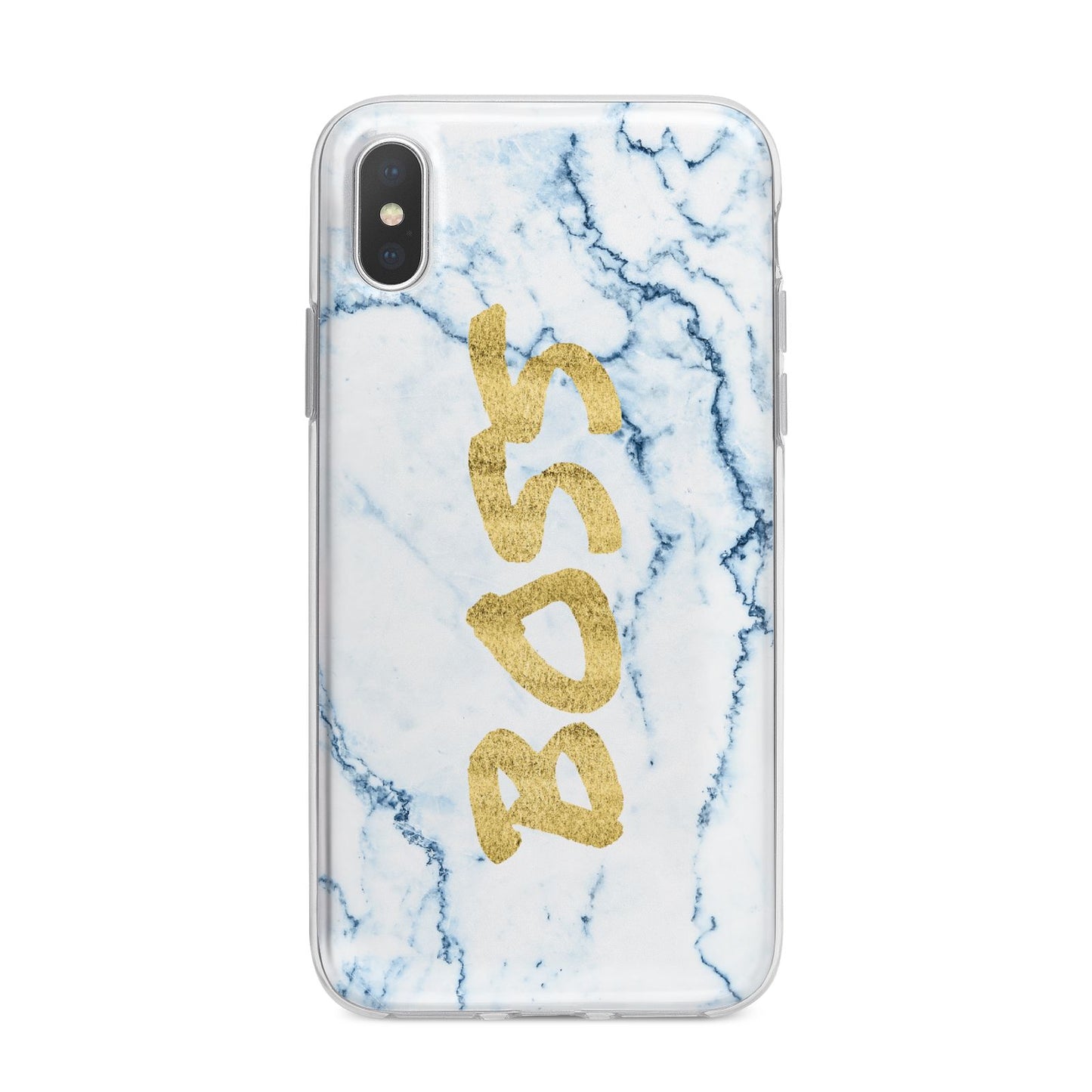 Boss Gold Blue Marble Effect iPhone X Bumper Case on Silver iPhone Alternative Image 1