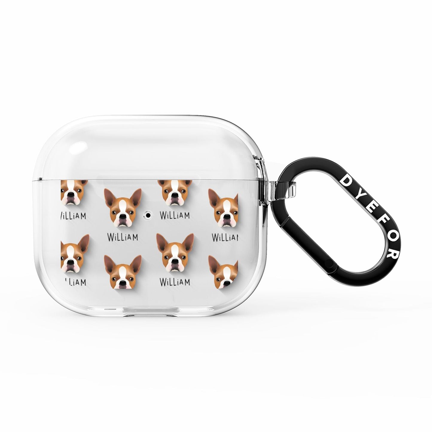 Boston Terrier Icon with Name AirPods Clear Case 3rd Gen