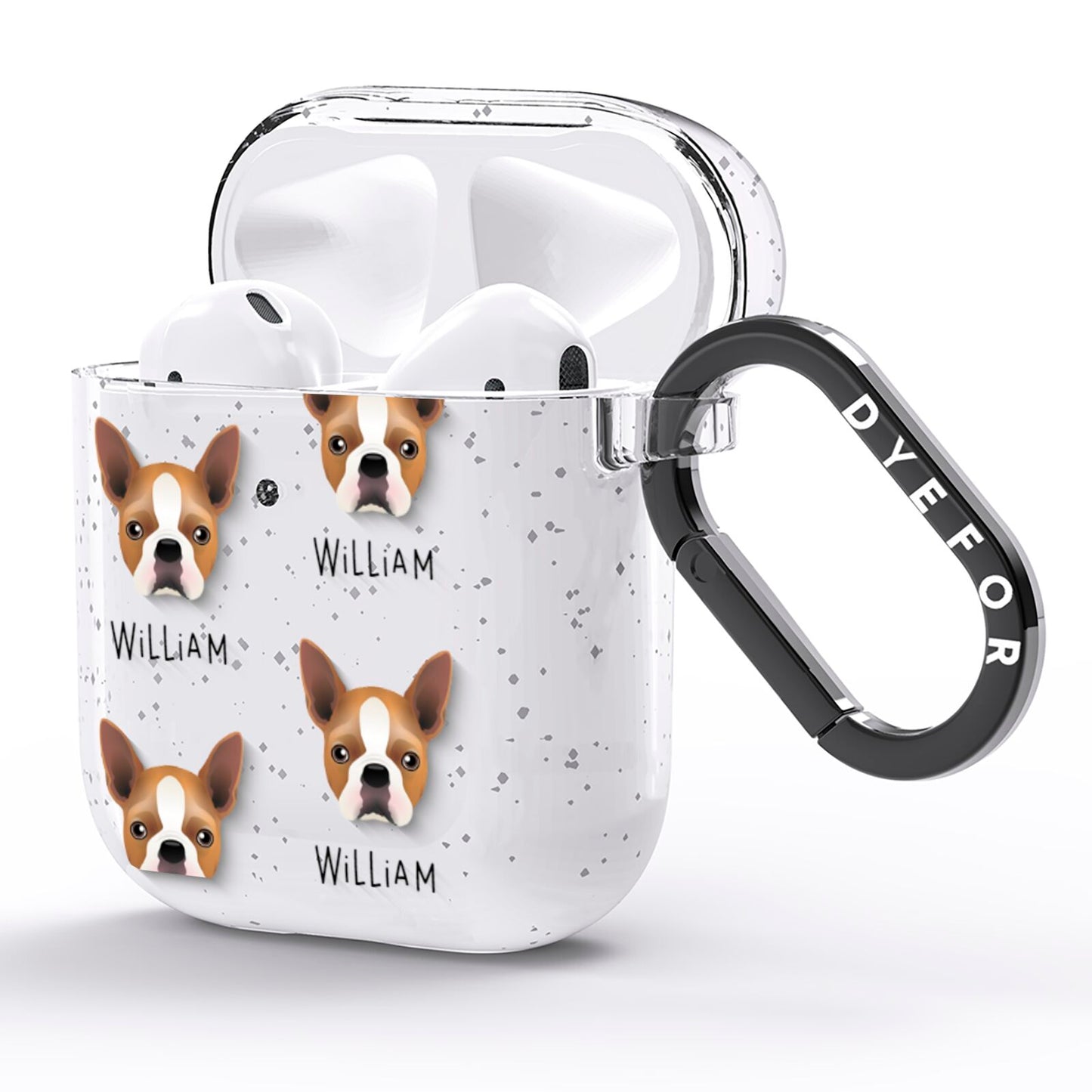 Boston Terrier Icon with Name AirPods Glitter Case Side Image