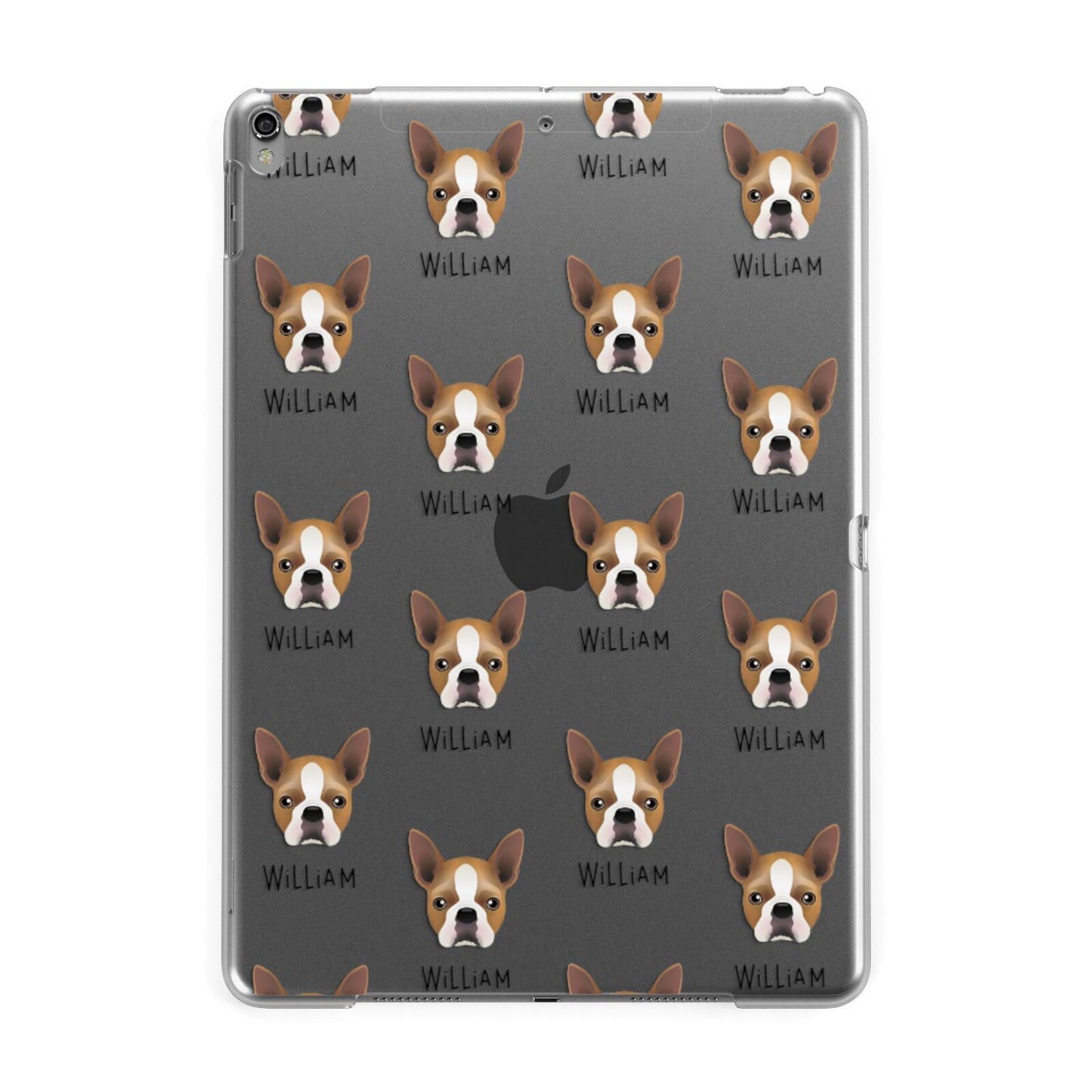 Boston Terrier Icon with Name Apple iPad Grey Case