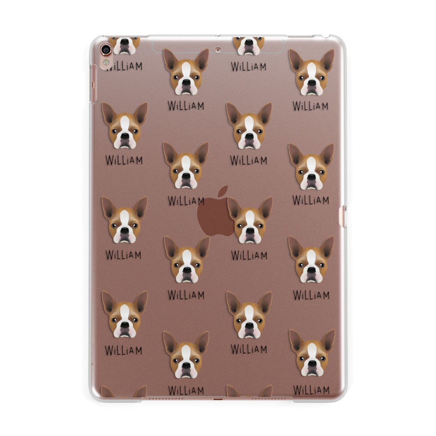 Boston Terrier Icon with Name Apple iPad Rose Gold Case