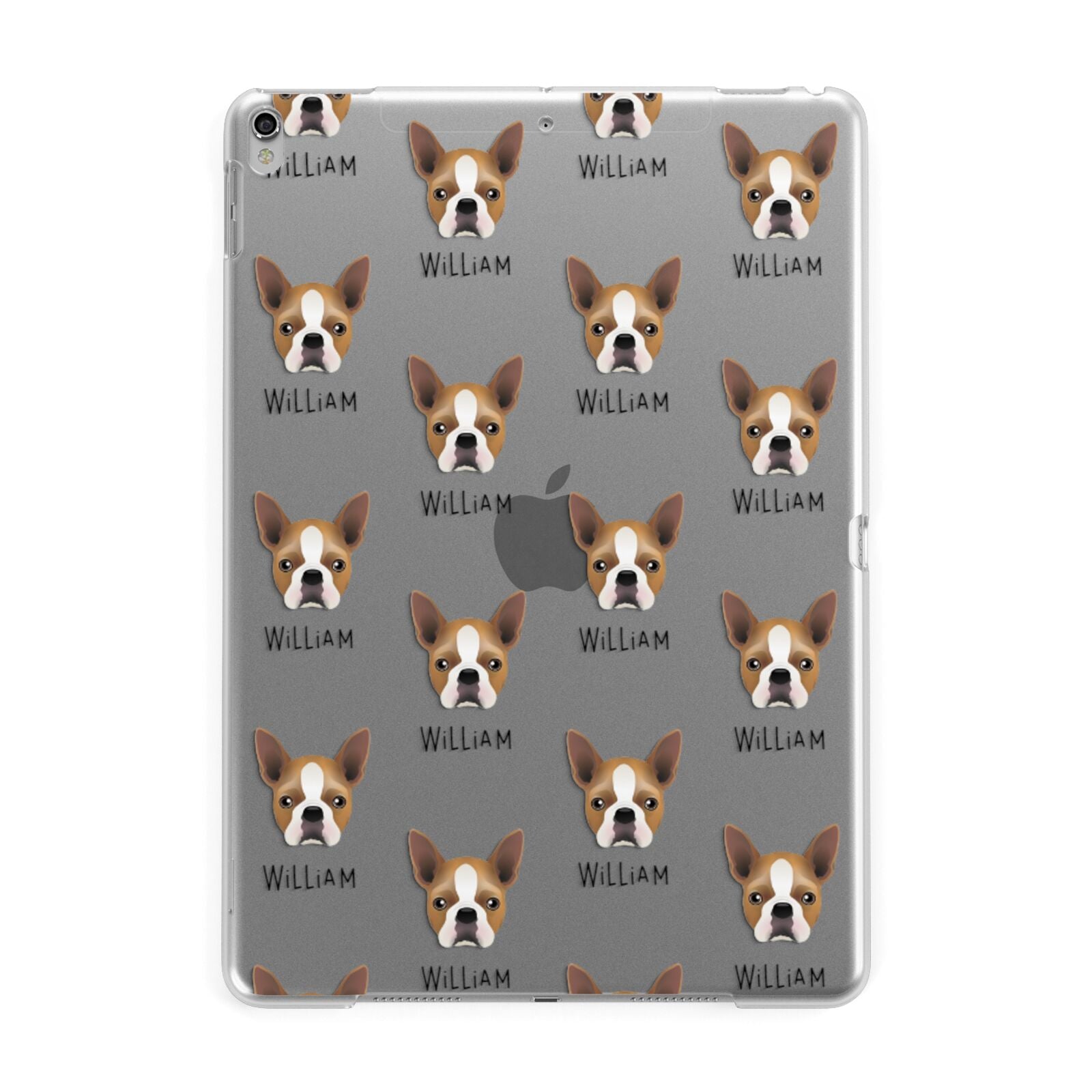 Boston Terrier Icon with Name Apple iPad Silver Case