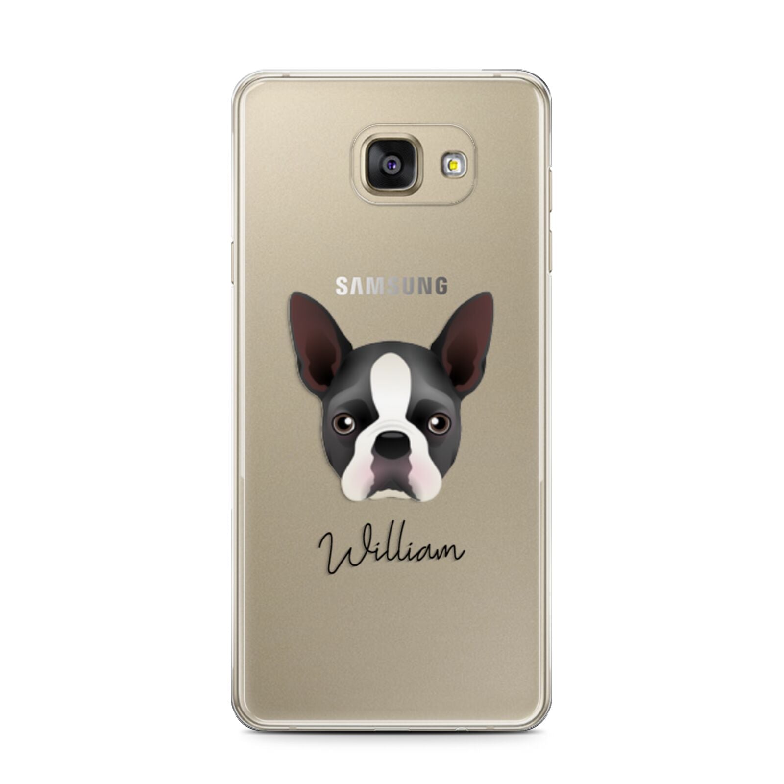 Boston Terrier Personalised Samsung Galaxy A7 2016 Case on gold phone