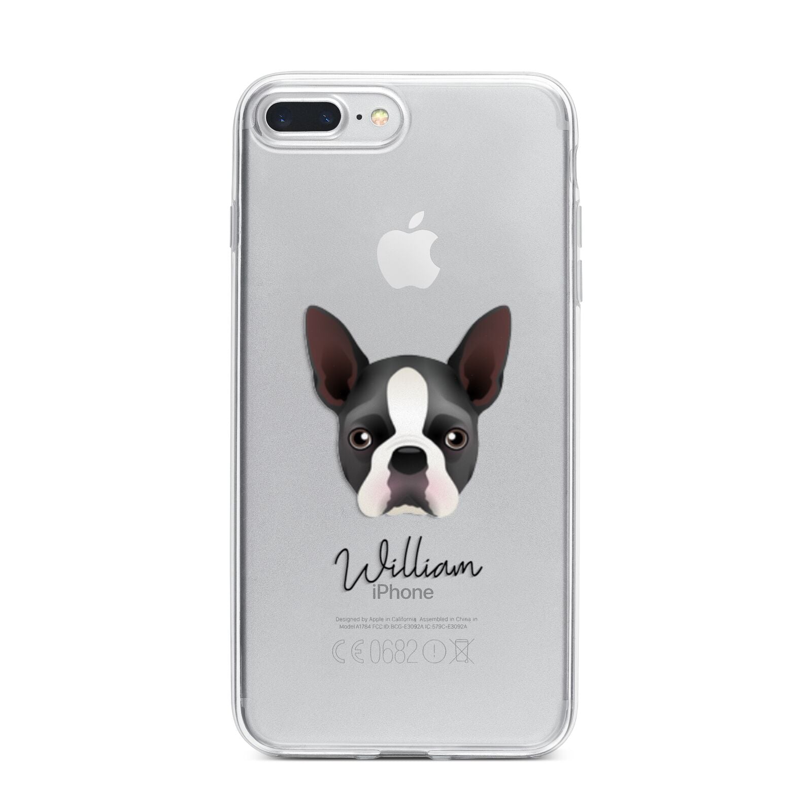 Boston Terrier Personalised iPhone 7 Plus Bumper Case on Silver iPhone