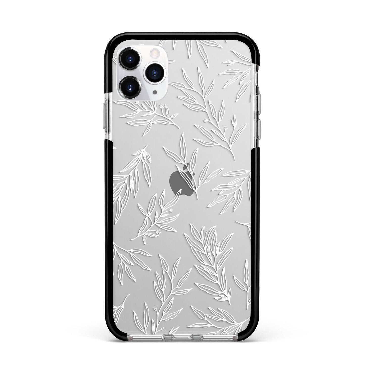 Botanical Leaf Apple iPhone 11 Pro Max in Silver with Black Impact Case