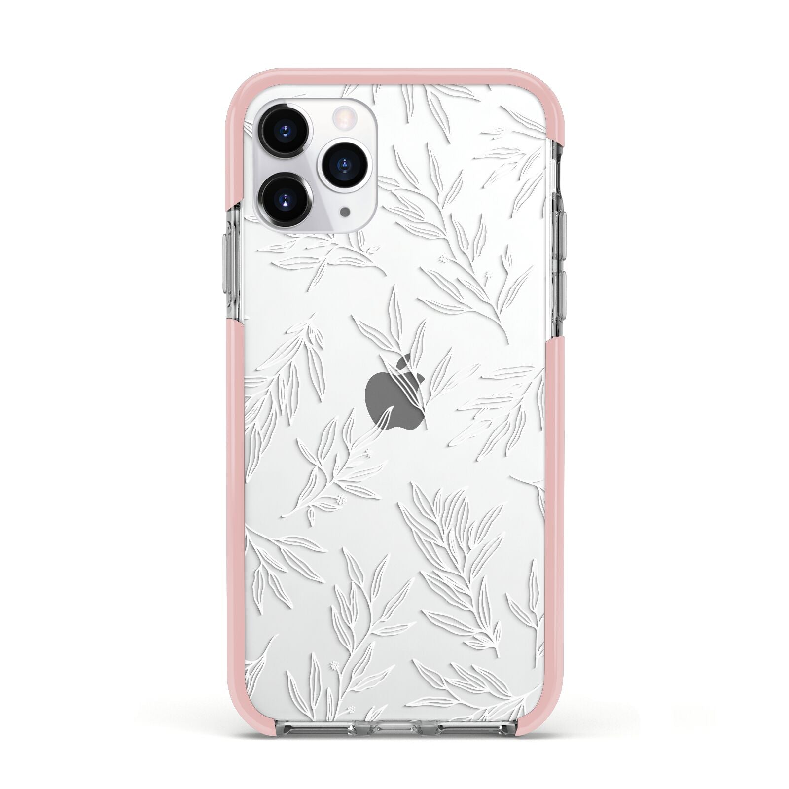 Botanical Leaf Apple iPhone 11 Pro in Silver with Pink Impact Case