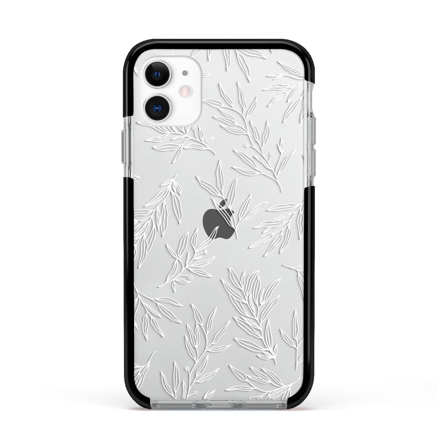 Botanical Leaf Apple iPhone 11 in White with Black Impact Case