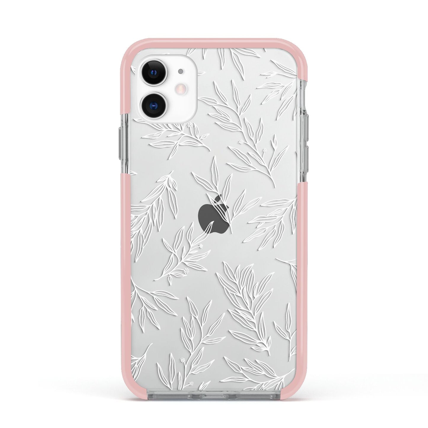 Botanical Leaf Apple iPhone 11 in White with Pink Impact Case