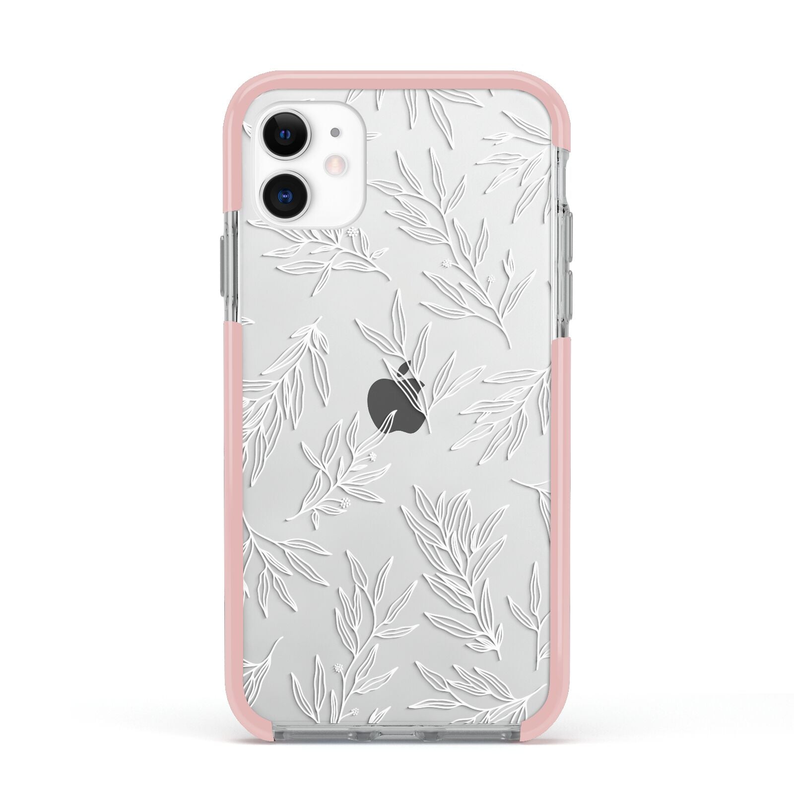 Botanical Leaf Apple iPhone 11 in White with Pink Impact Case