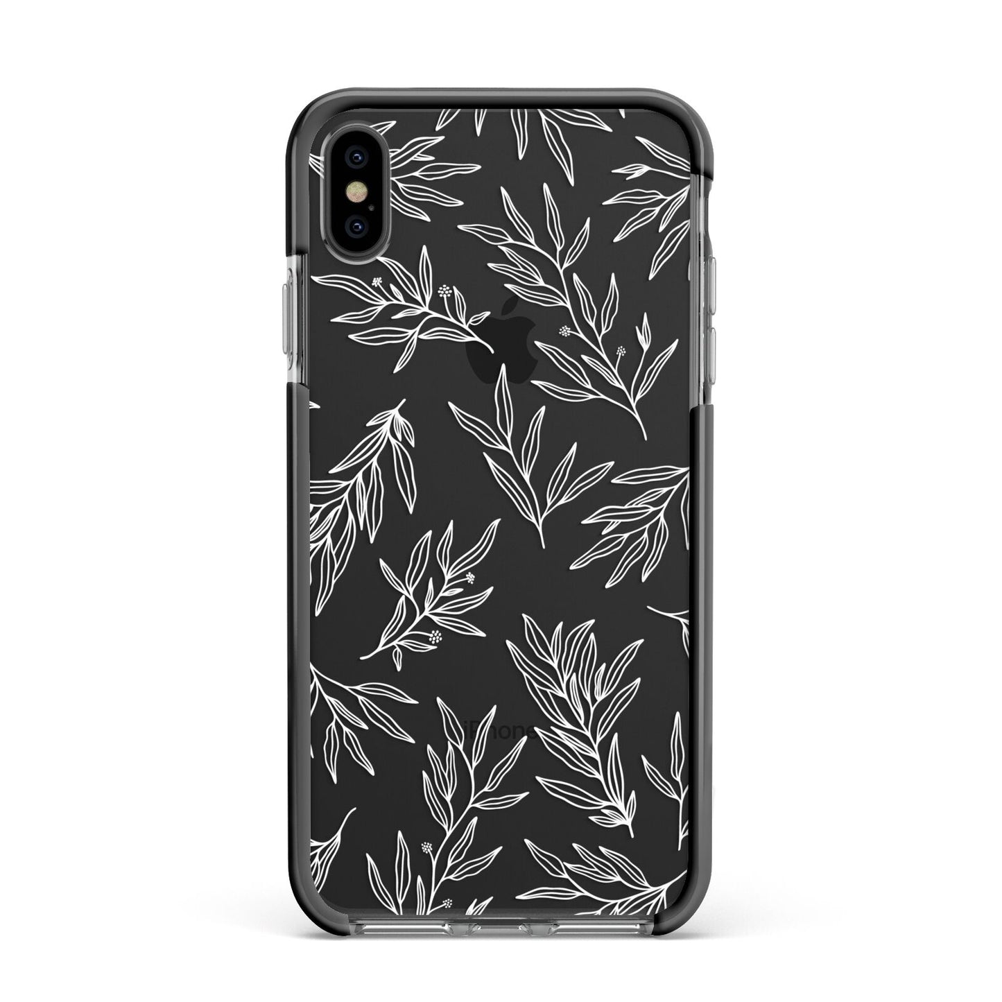 Botanical Leaf Apple iPhone Xs Max Impact Case Black Edge on Black Phone