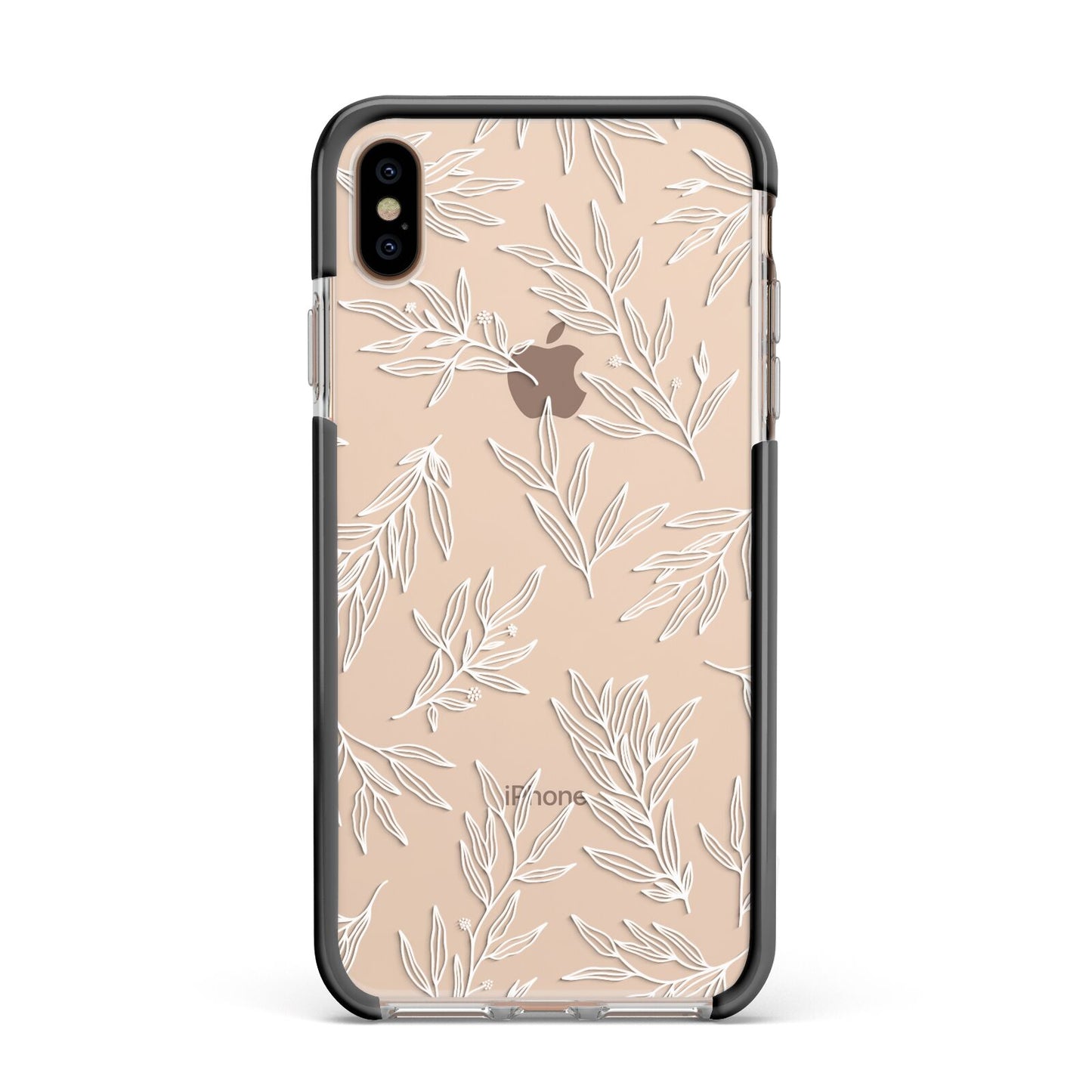 Botanical Leaf Apple iPhone Xs Max Impact Case Black Edge on Gold Phone