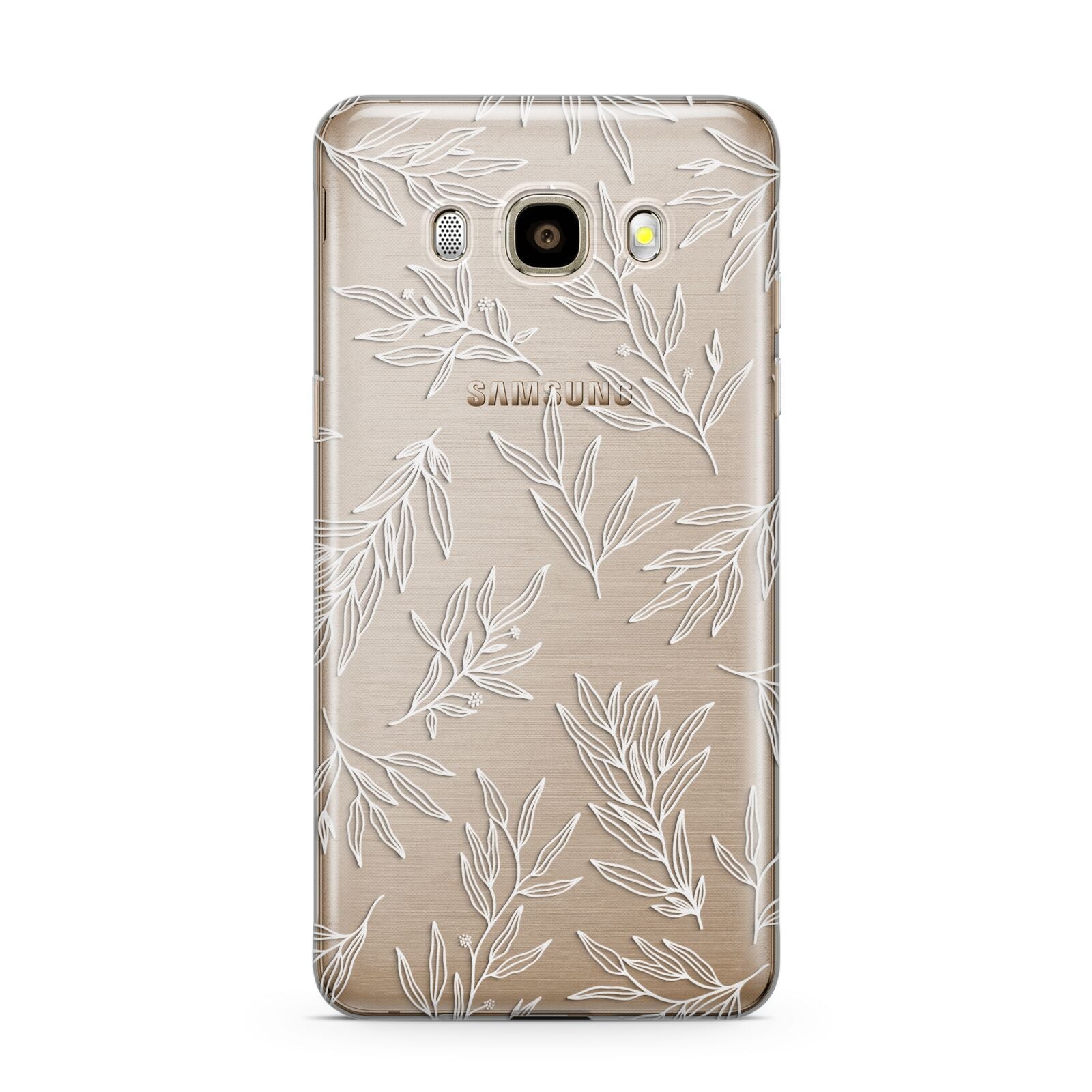 Botanical Leaf Samsung Galaxy J7 2016 Case on gold phone
