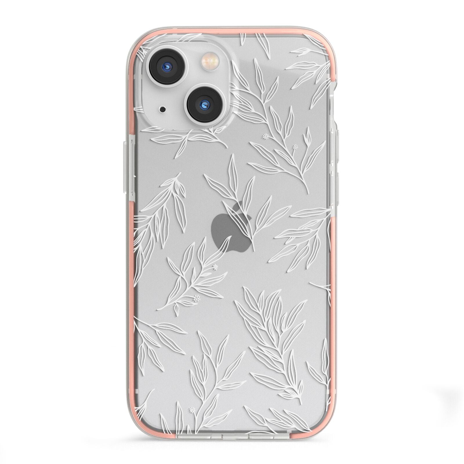 Botanical Leaf iPhone 13 Mini TPU Impact Case with Pink Edges