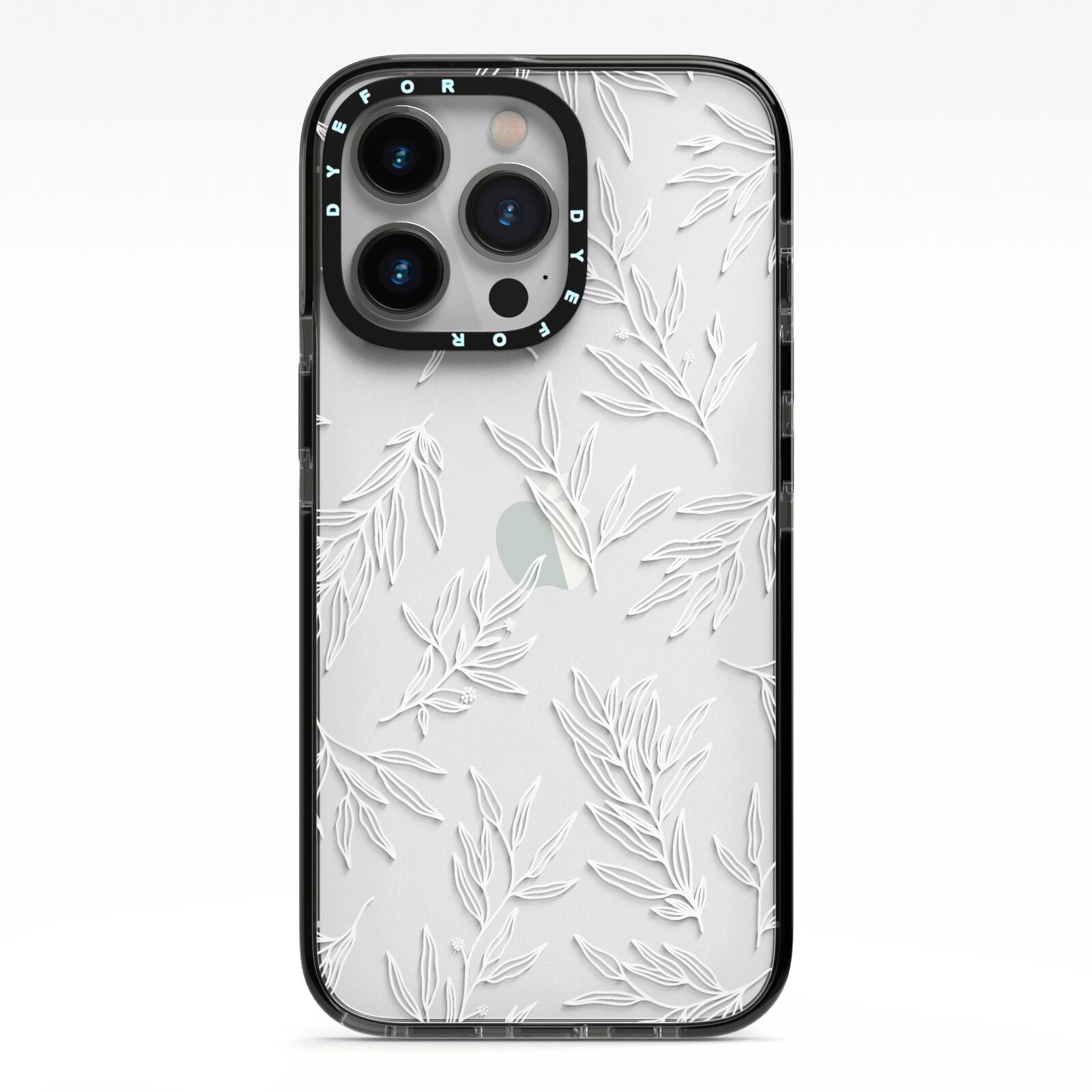 Botanical Leaf iPhone 13 Pro Black Impact Case on Silver phone