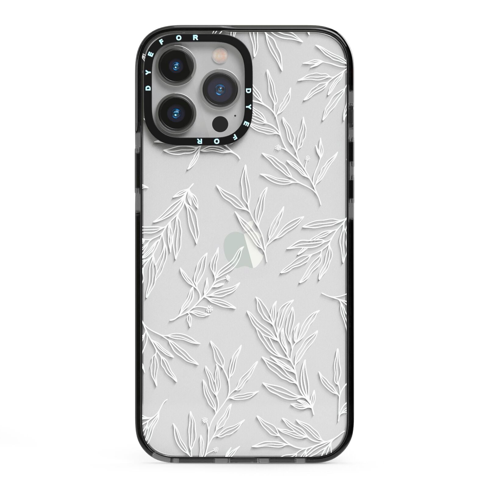 Botanical Leaf iPhone 13 Pro Max Black Impact Case on Silver phone