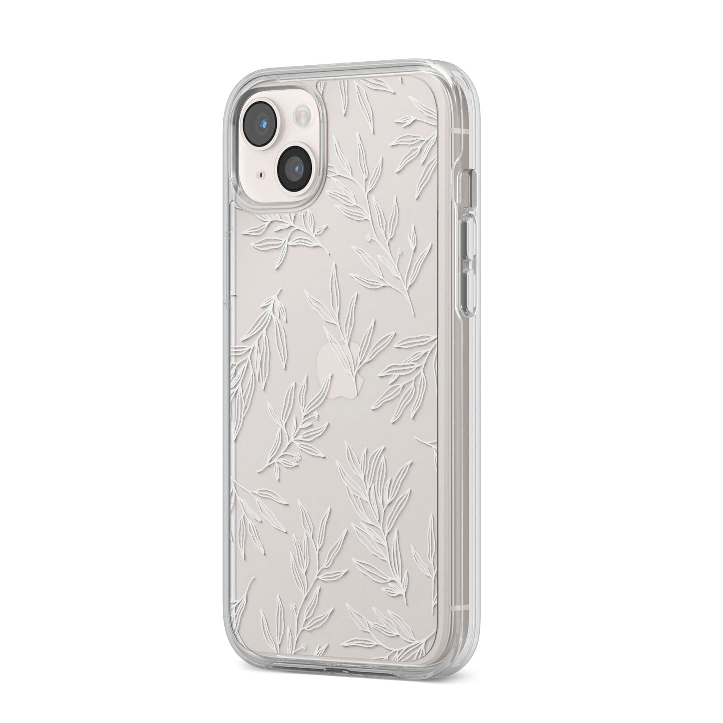 Botanical Leaf iPhone 14 Plus Clear Tough Case Starlight Angled Image