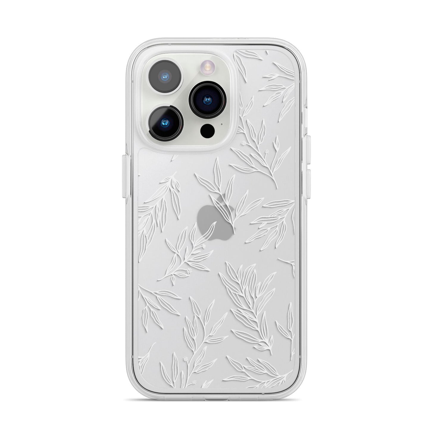 Botanical Leaf iPhone 14 Pro Clear Tough Case Silver