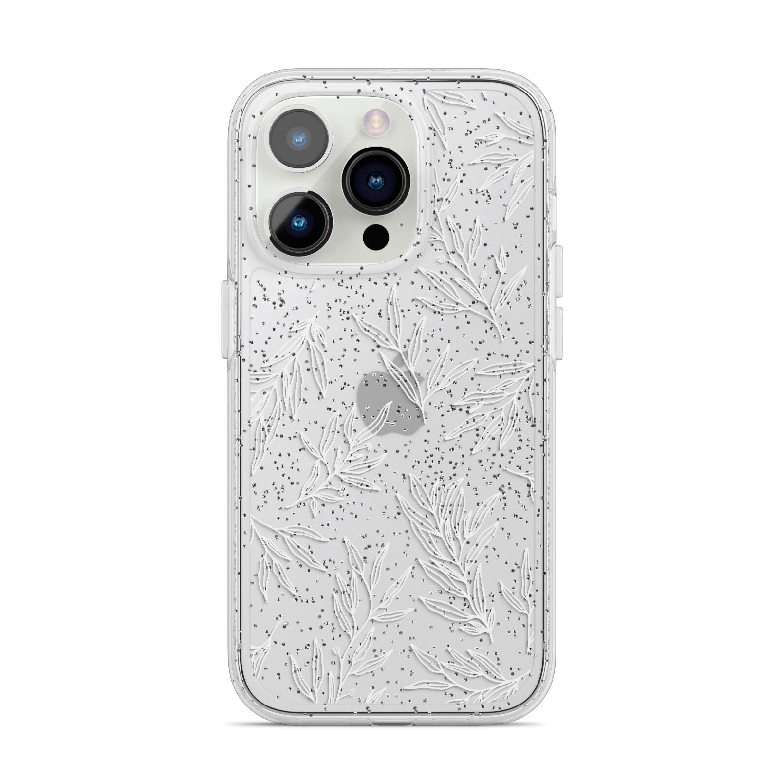 Botanical Leaf iPhone 14 Pro Glitter Tough Case Silver