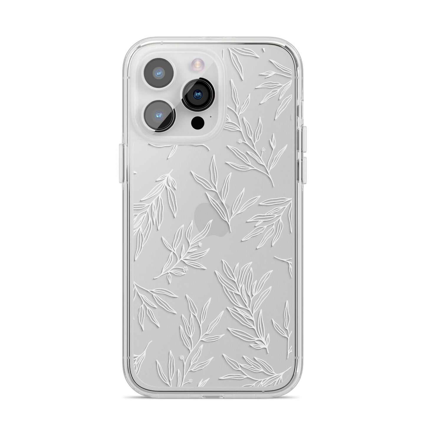 Botanical Leaf iPhone 14 Pro Max Clear Tough Case Silver