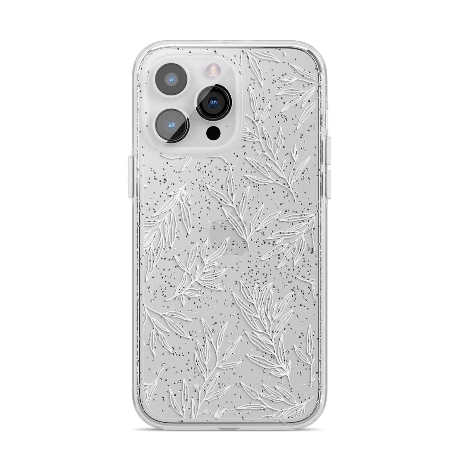 Botanical Leaf iPhone 14 Pro Max Glitter Tough Case Silver