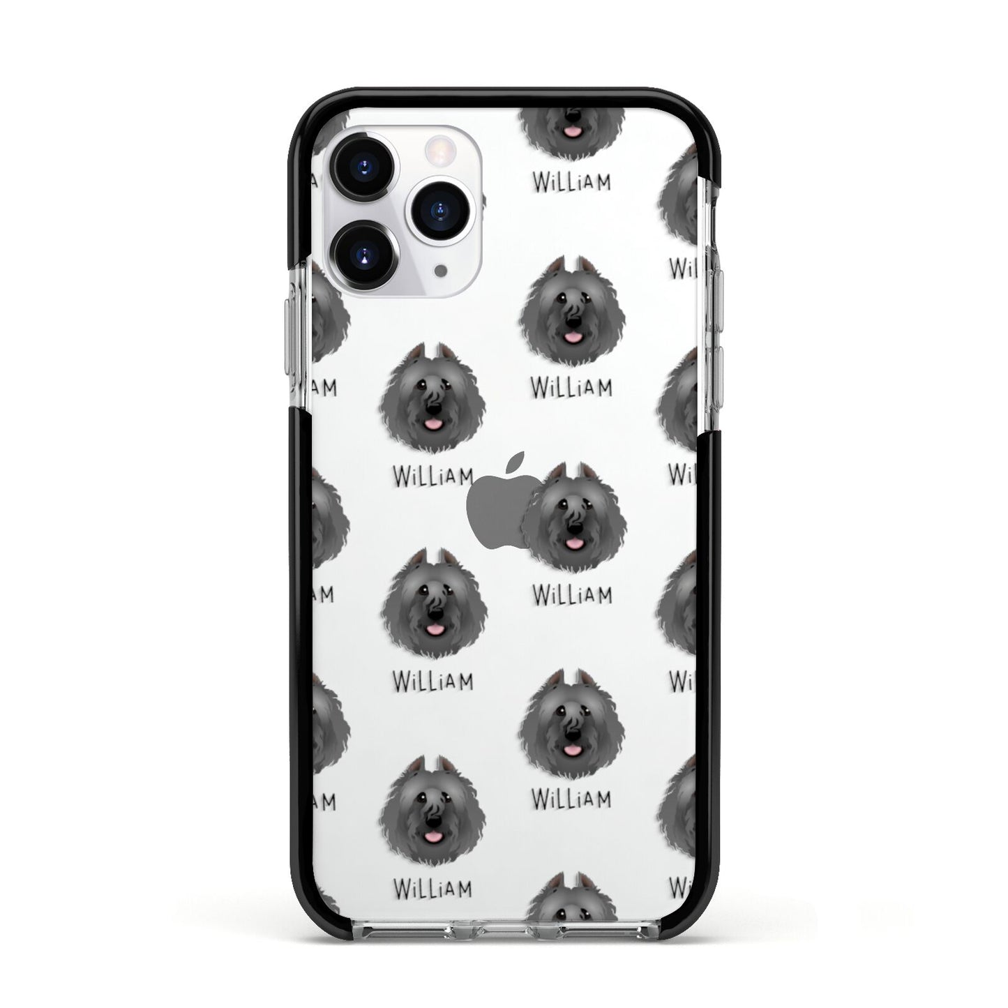 Bouvier Des Flandres Icon with Name Apple iPhone 11 Pro in Silver with Black Impact Case