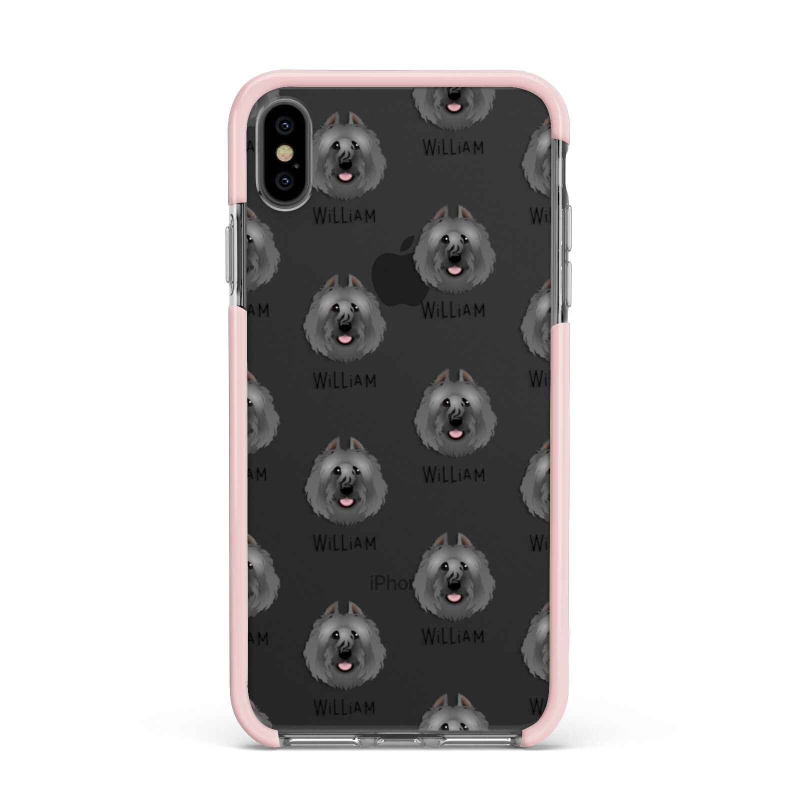 Bouvier Des Flandres Icon with Name Apple iPhone Xs Max Impact Case Pink Edge on Black Phone