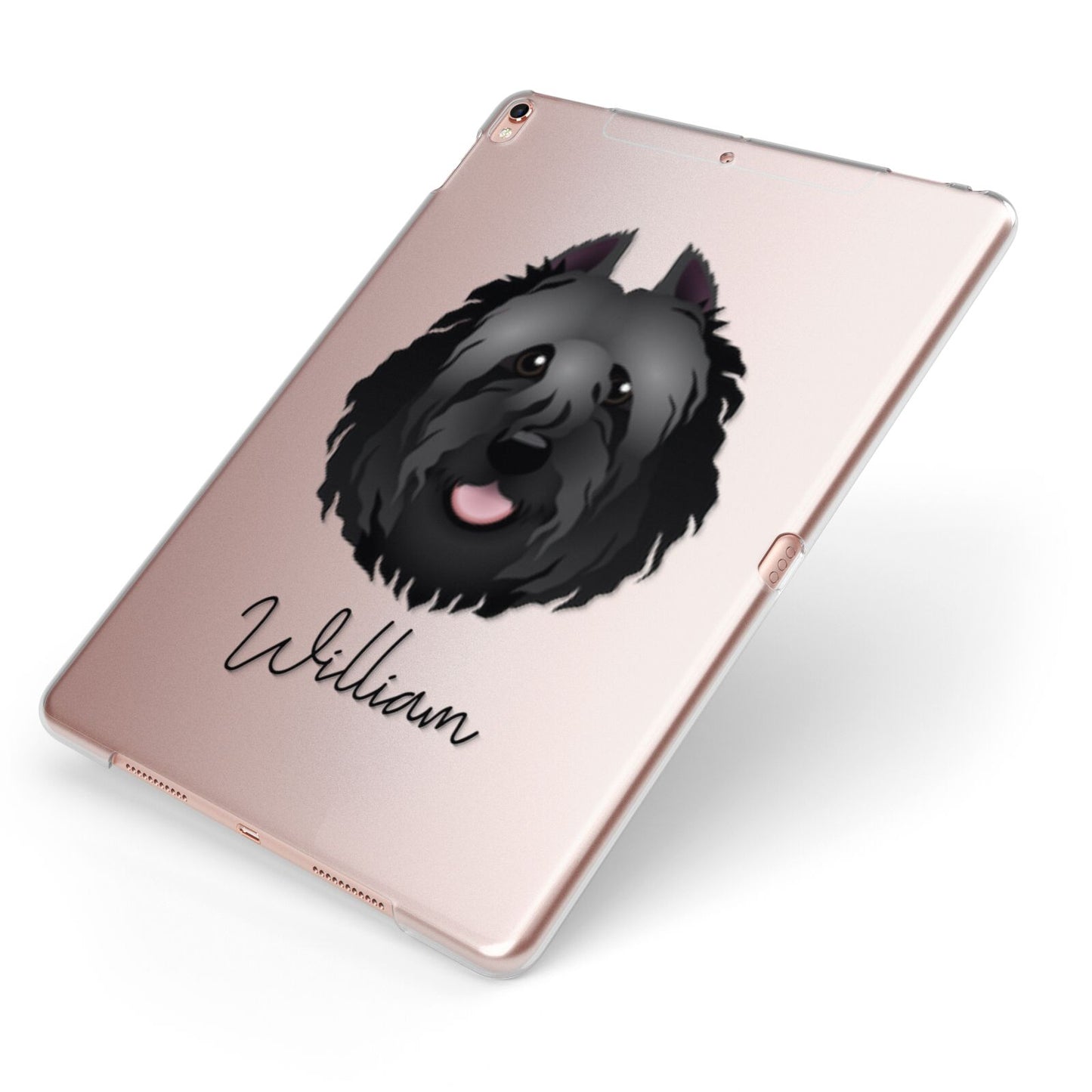 Bouvier Des Flandres Personalised Apple iPad Case on Rose Gold iPad Side View