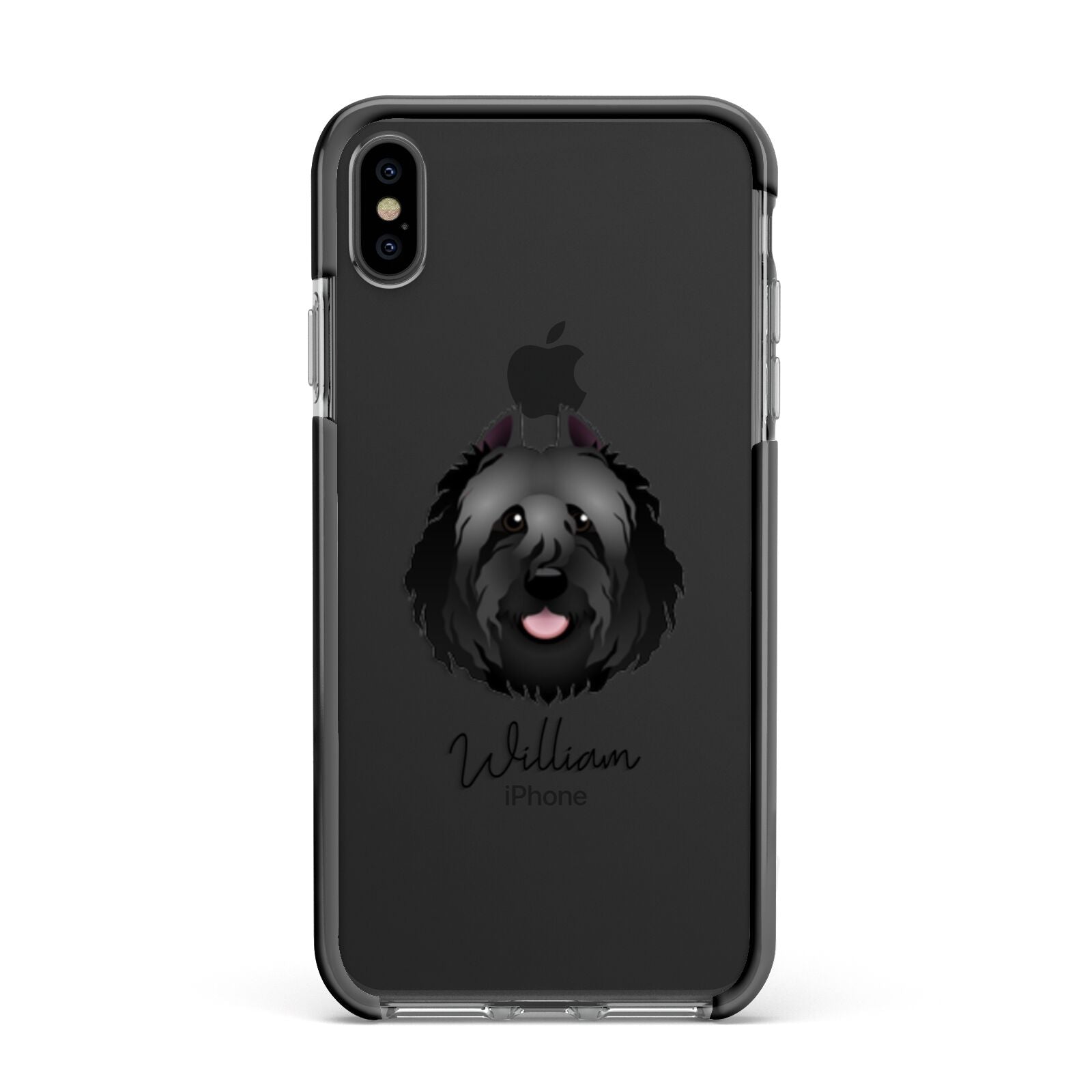 Bouvier Des Flandres Personalised Apple iPhone Xs Max Impact Case Black Edge on Black Phone