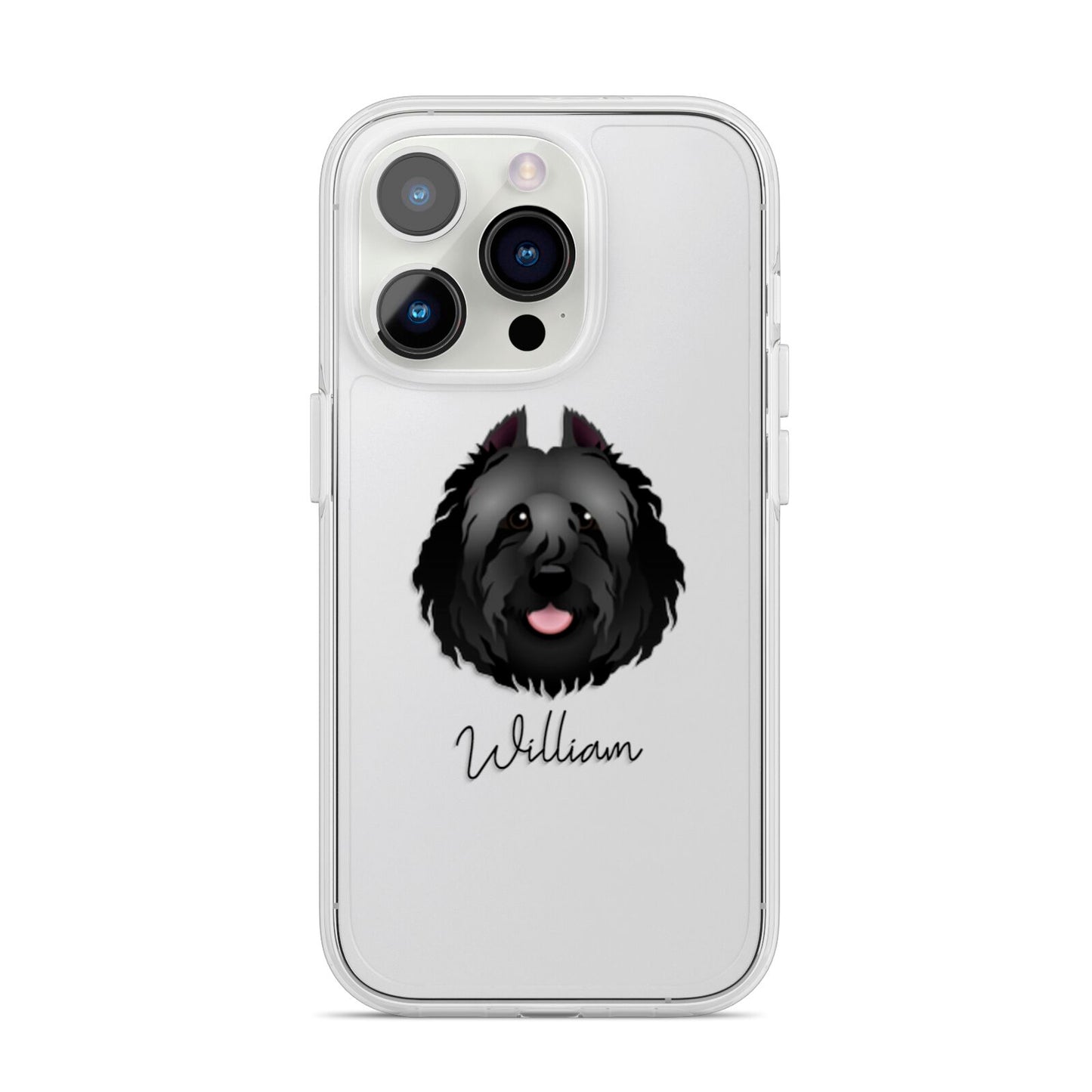 Bouvier Des Flandres Personalised iPhone 14 Pro Clear Tough Case Silver