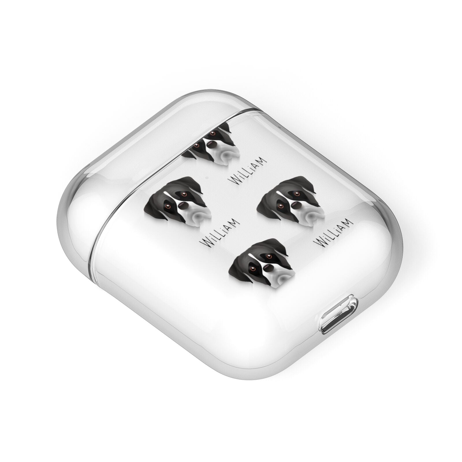 Boxer Icon with Name AirPods Case Laid Flat