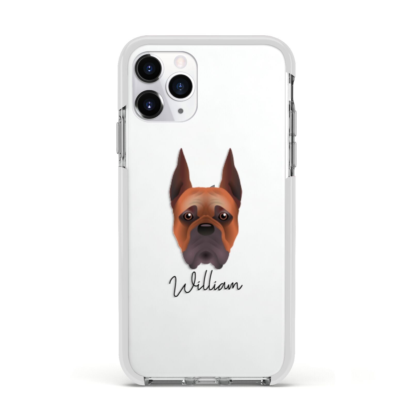 Boxer Personalised Apple iPhone 11 Pro in Silver with White Impact Case