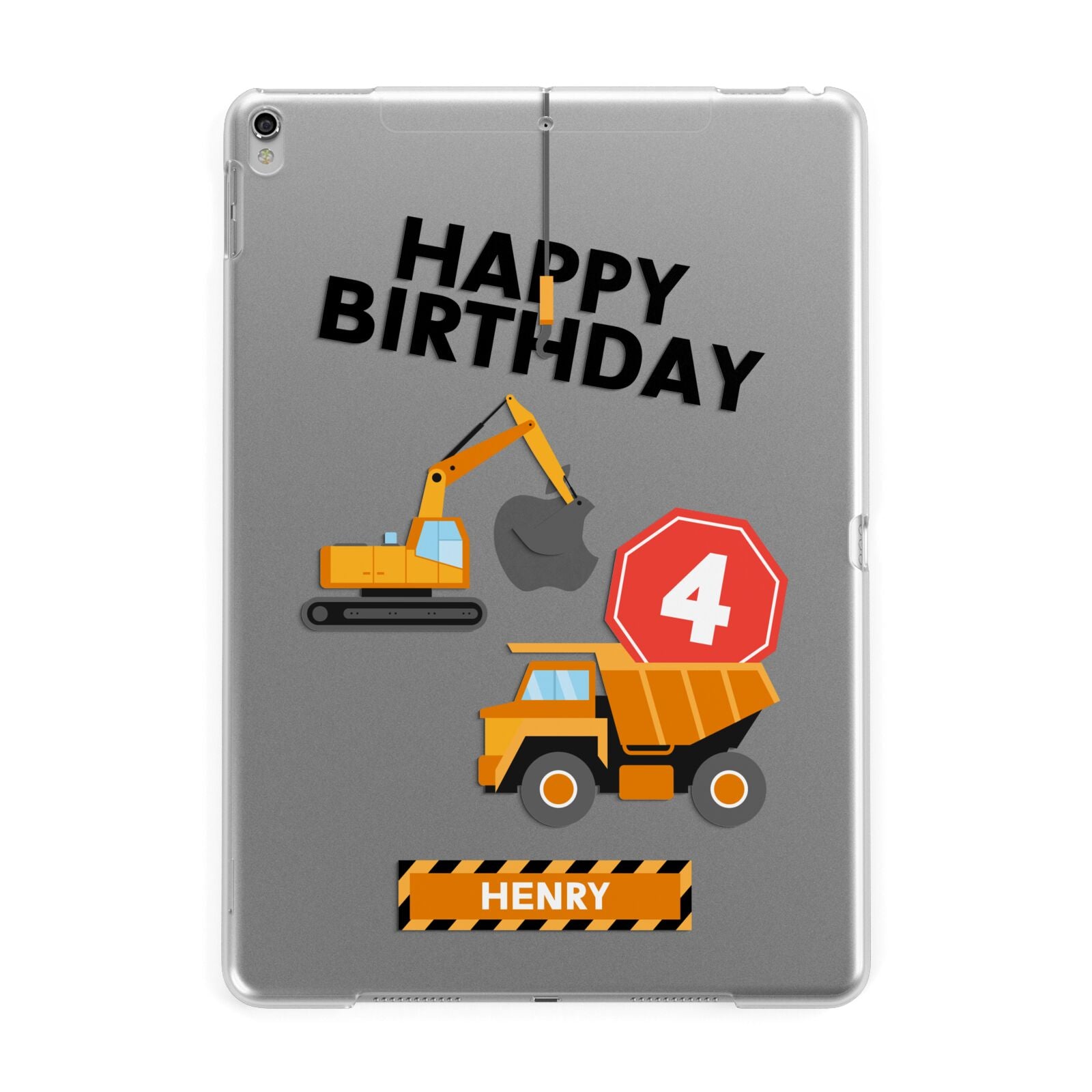 Boys Birthday Diggers Personalised Apple iPad Silver Case