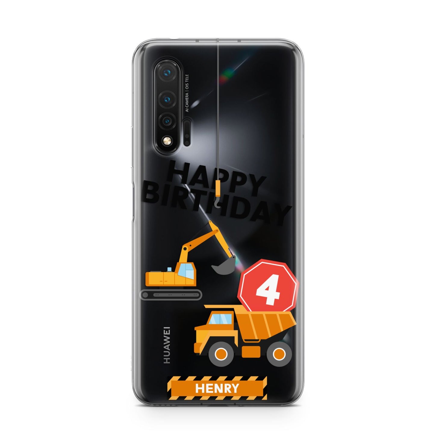 Boys Birthday Diggers Personalised Huawei Nova 6 Phone Case