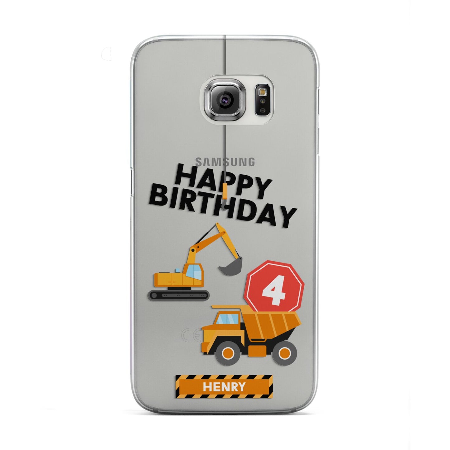 Boys Birthday Diggers Personalised Samsung Galaxy S6 Edge Case