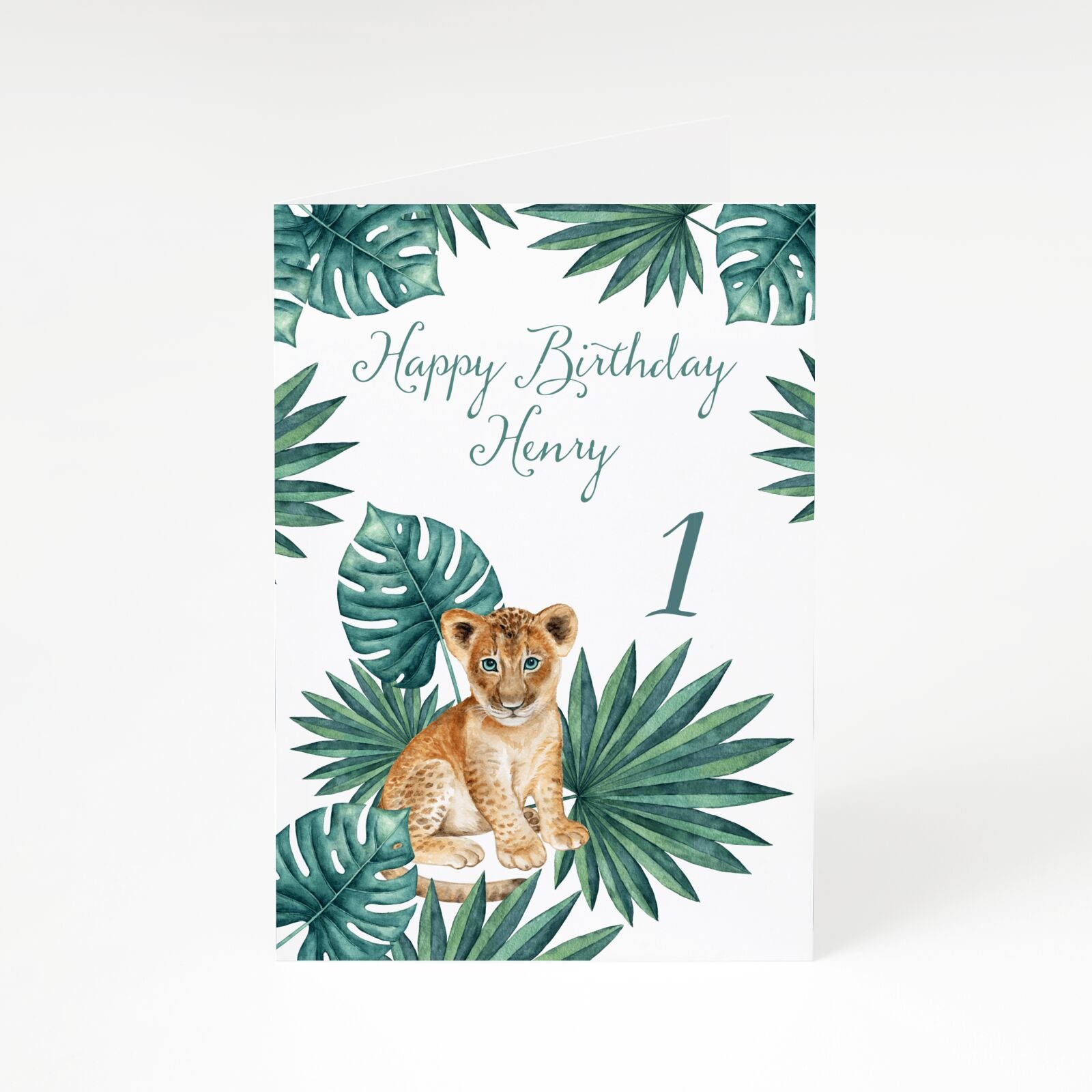 Boys Safari Wildlife Personalised A5 Greetings Card