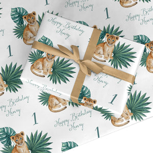 Boys Safari Wildlife Personalised Wrapping Paper