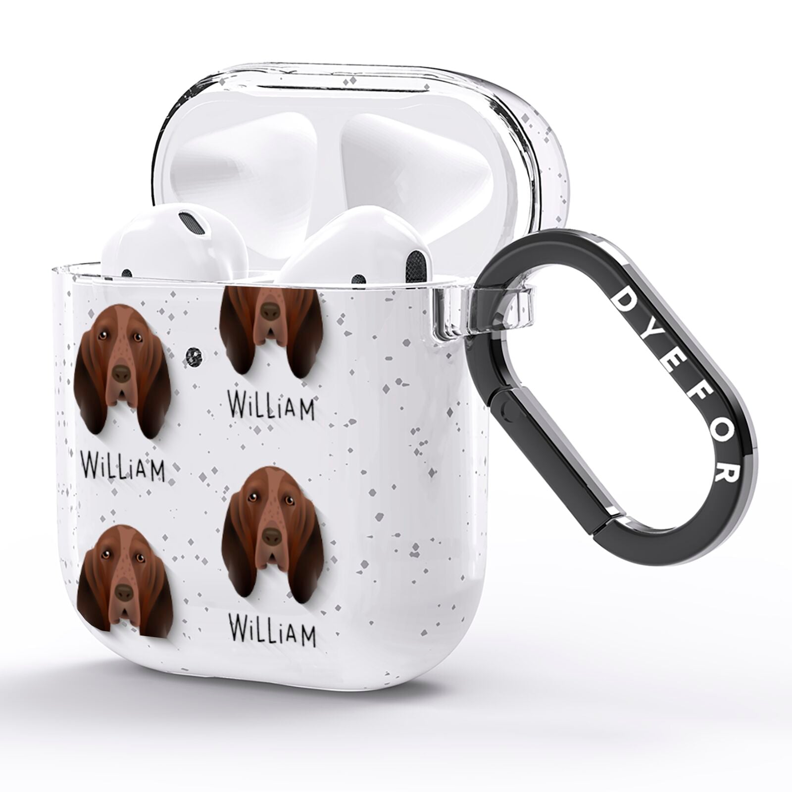 Bracco Italiano Icon with Name AirPods Glitter Case Side Image